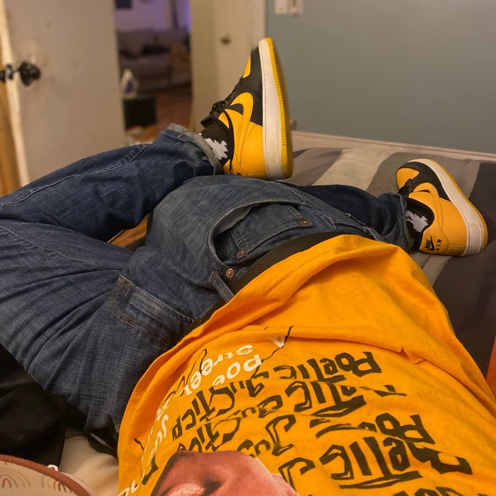 Black and yellow Air Force Ones Men’s size 12